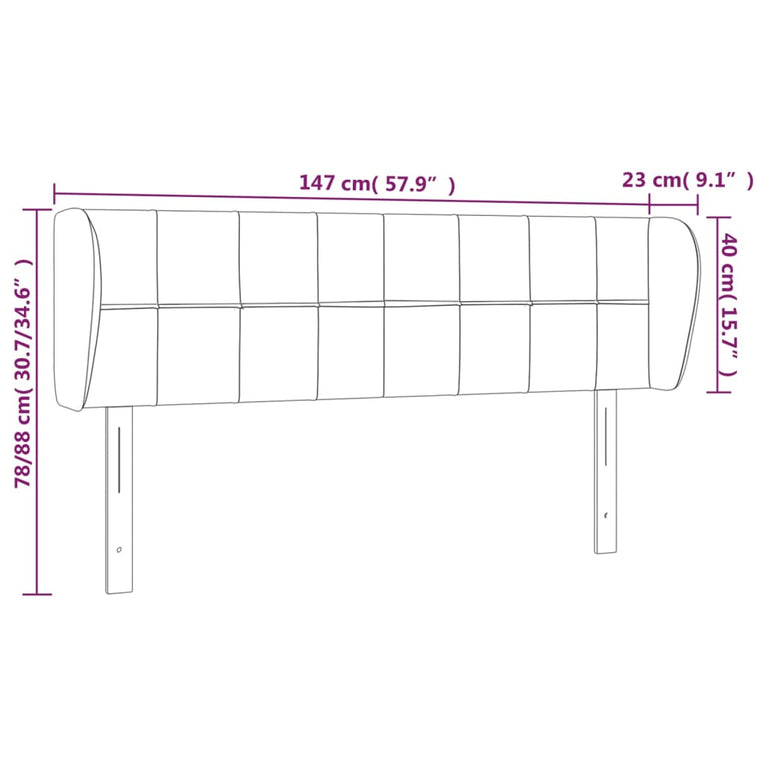 Hoofdbord met randen 147x23x78/88 cm stof taupe