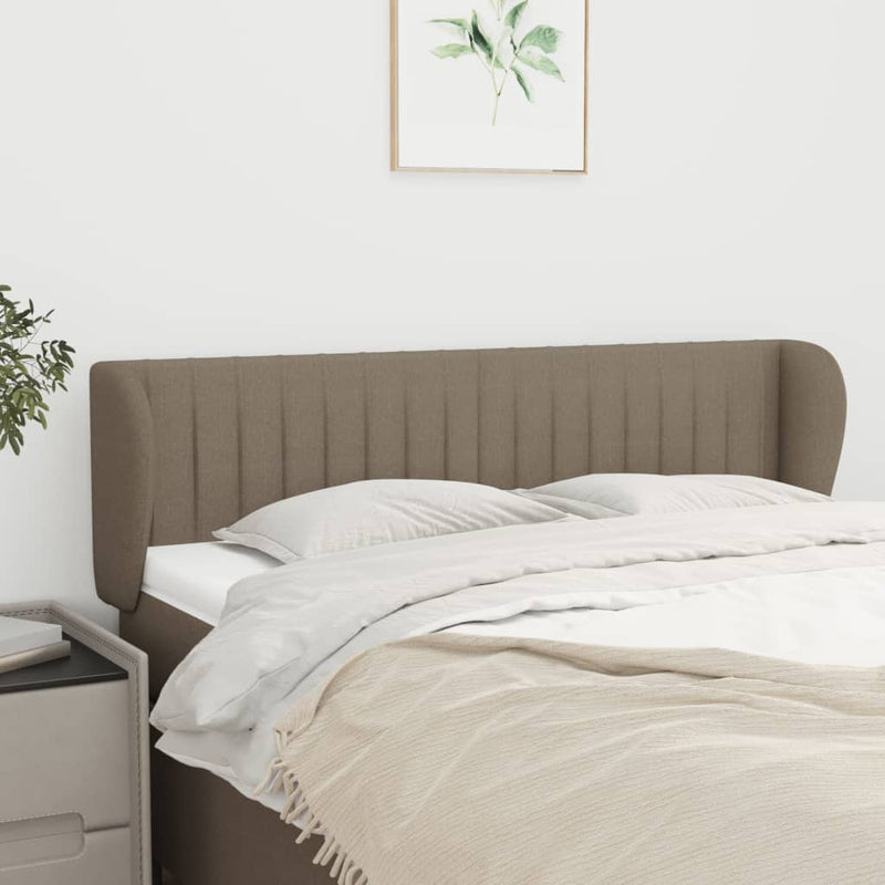 Hoofdbord met randen 147x23x78/88 cm stof taupe