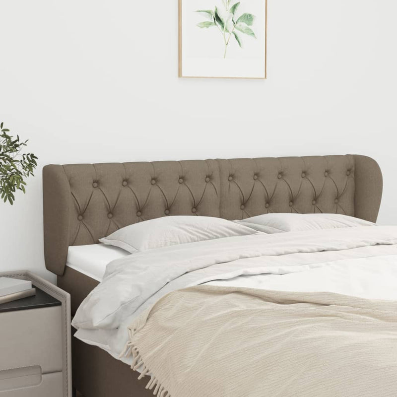 Hoofdbord met randen 147x23x78/88 cm stof taupe