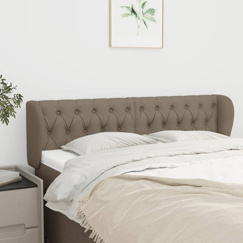 Hoofdbord met randen 163x23x78/88 cm stof taupe