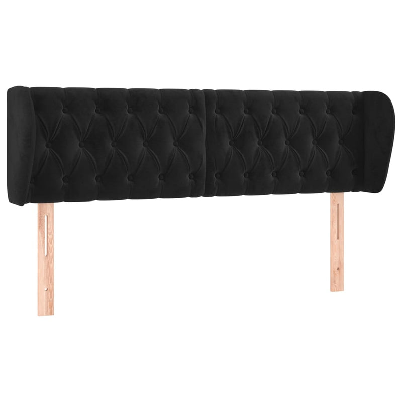 Hoofdbord met randen 163x23x78/88 cm fluweel zwart