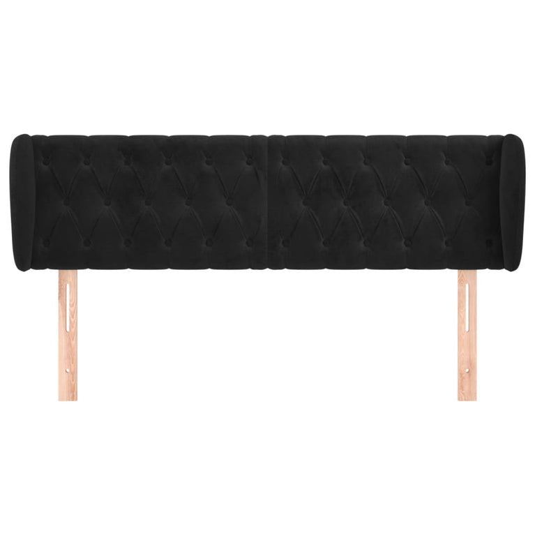 Hoofdbord met randen 163x23x78/88 cm fluweel zwart
