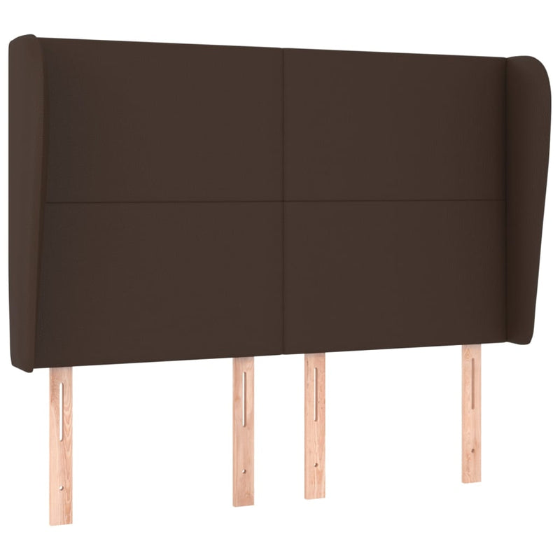 Hoofdbord met randen 147x23x118/128 cm kunstleer bruin