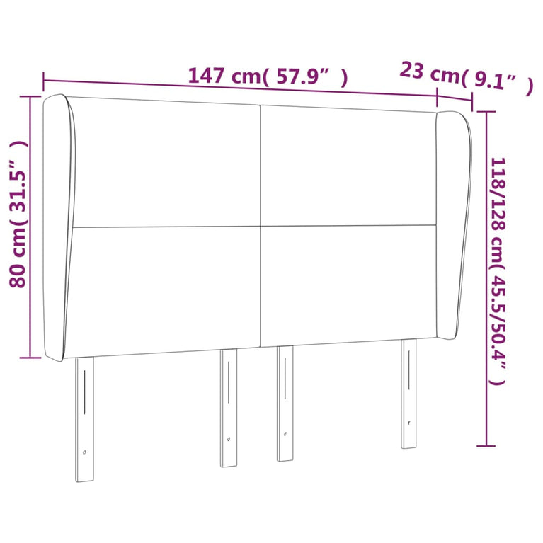Hoofdbord met randen 147x23x118/128 cm kunstleer bruin