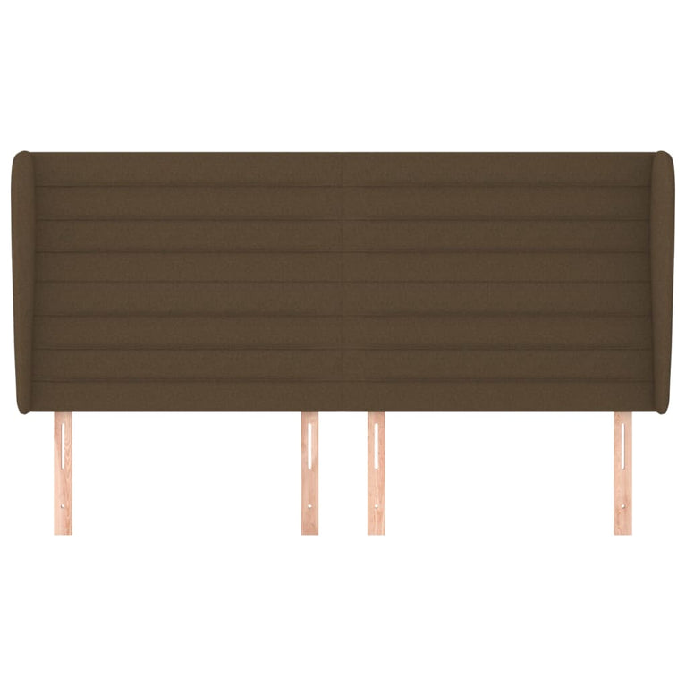 Hoofdbord met randen 183x23x118/128 cm stof donkerbruin