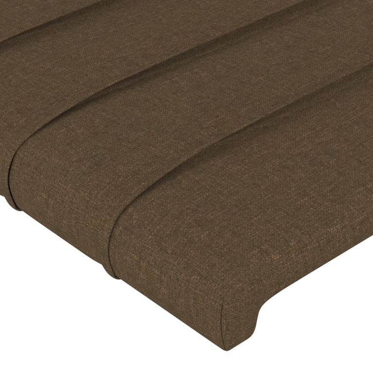 Hoofdbord met randen 183x23x118/128 cm stof donkerbruin