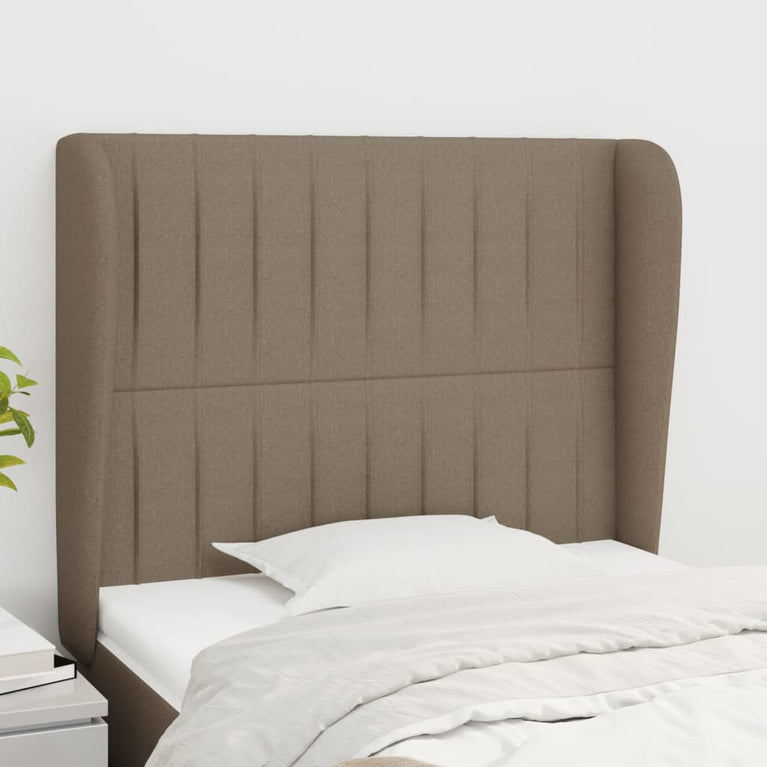 Hoofdbord met randen 103x23x118/128 cm stof taupe