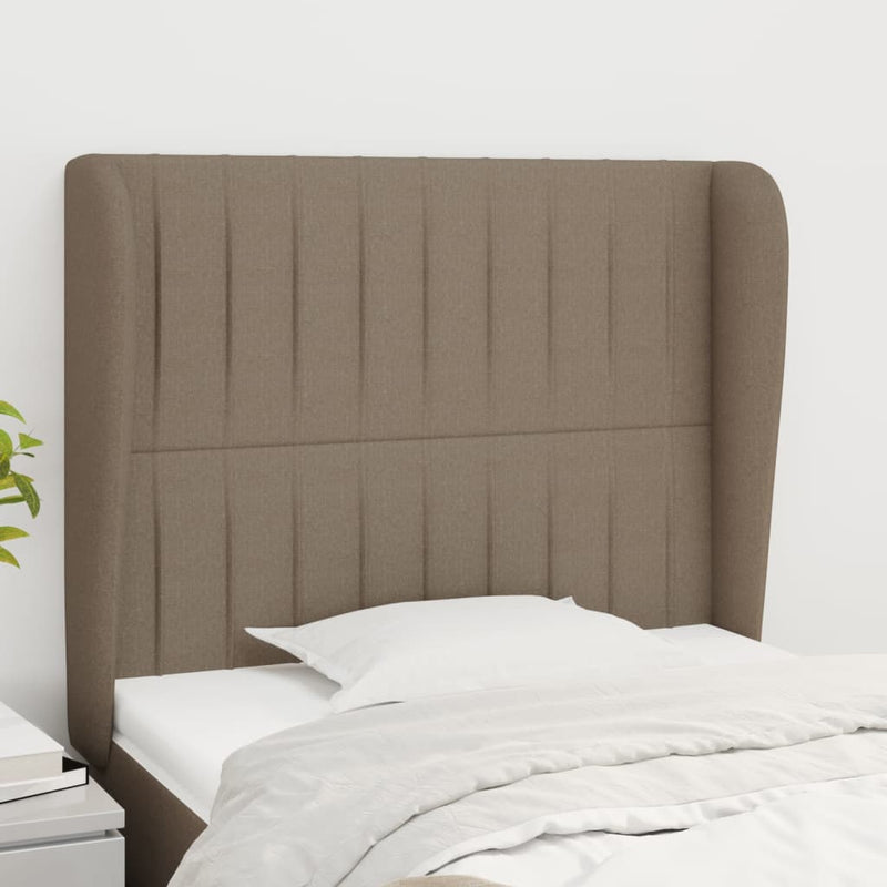 Hoofdbord met randen 103x23x118/128 cm stof taupe