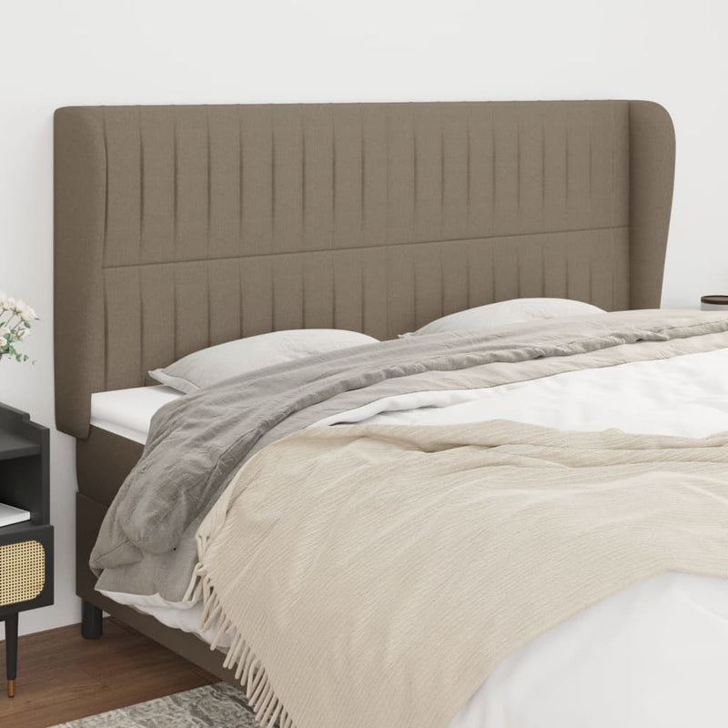 Hoofdbord met randen 203x23x118/128 cm stof taupe