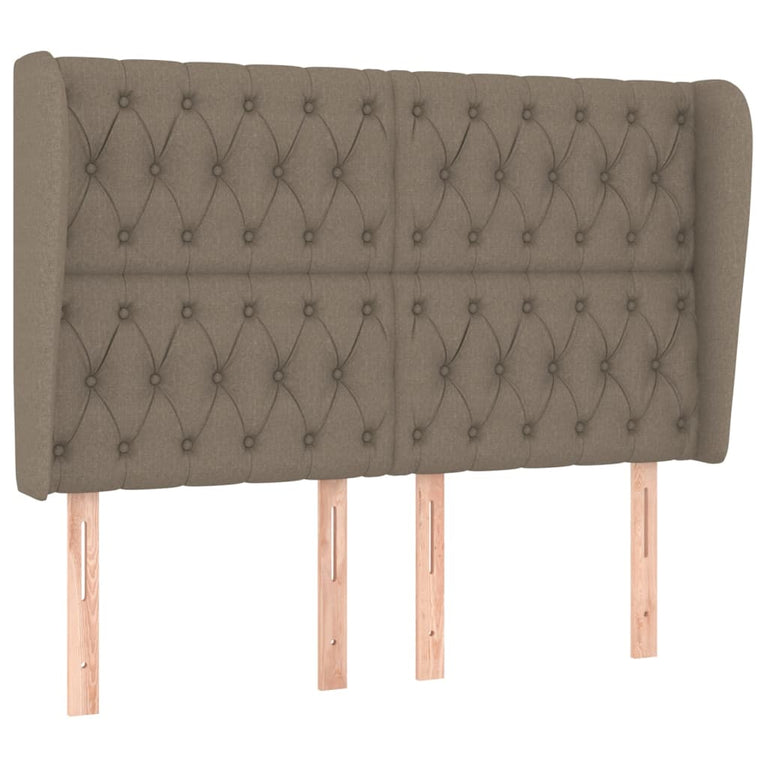 Hoofdbord met randen 163x23x118/128 cm stof taupe