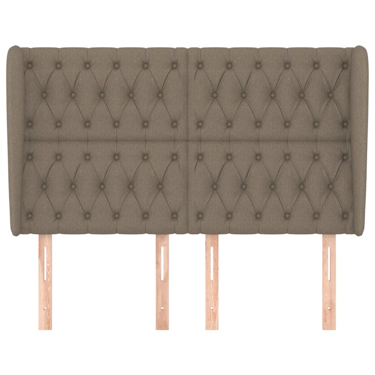 Hoofdbord met randen 163x23x118/128 cm stof taupe