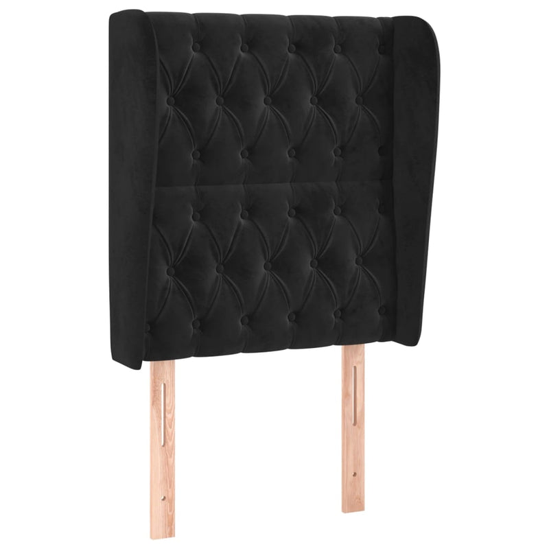 Hoofdbord met randen 83x23x118/128 cm fluweel zwart
