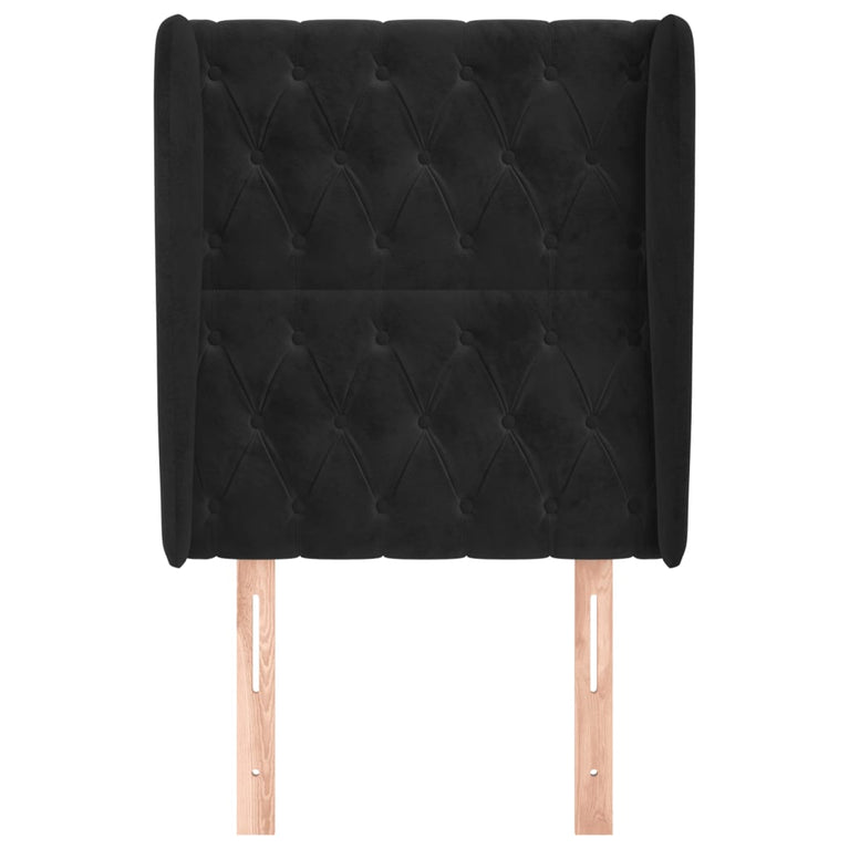 Hoofdbord met randen 83x23x118/128 cm fluweel zwart