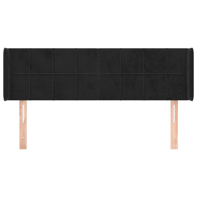 Hoofdbord met randen 147x16x78/88 cm fluweel zwart