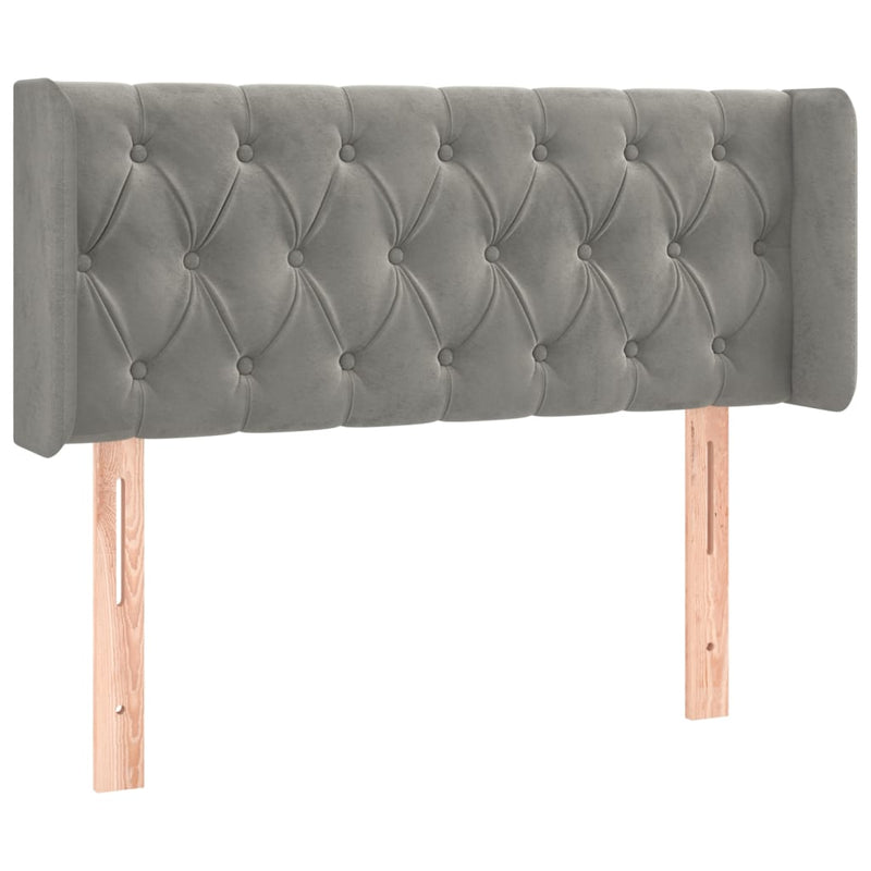 Hoofdbord met randen 93x16x78/88 cm fluweel lichtgrijs