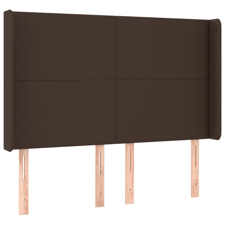 Hoofdbord met randen 147x16x118/128 cm kunstleer bruin