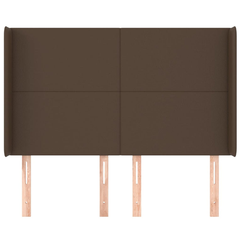 Hoofdbord met randen 147x16x118/128 cm kunstleer bruin