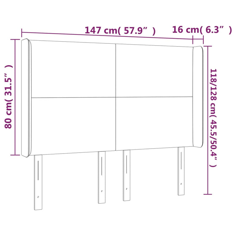 Hoofdbord met randen 147x16x118/128 cm kunstleer bruin