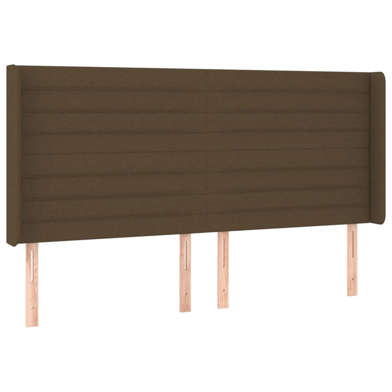 Hoofdbord met randen 183x16x118/128 cm stof donkerbruin