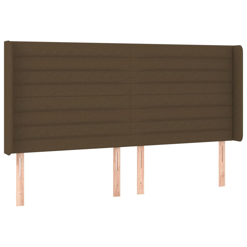 Hoofdbord met randen 183x16x118/128 cm stof donkerbruin