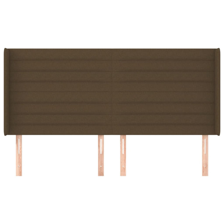 Hoofdbord met randen 183x16x118/128 cm stof donkerbruin