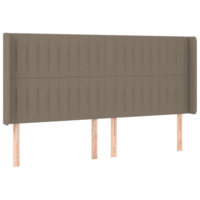 Hoofdbord met randen 203x16x118/128 cm stof taupe