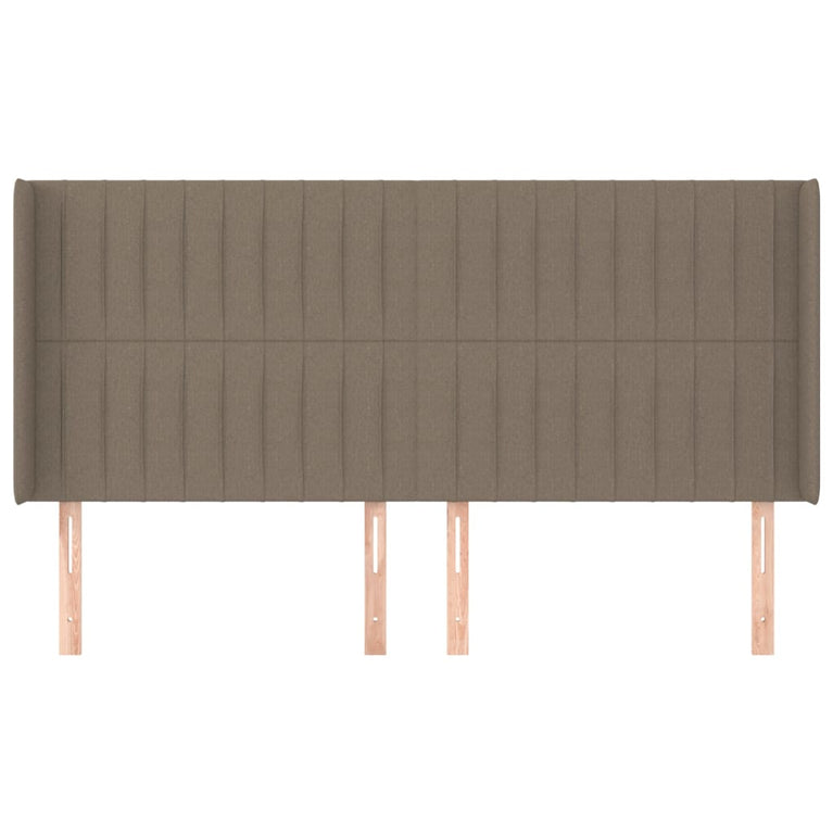 Hoofdbord met randen 203x16x118/128 cm stof taupe