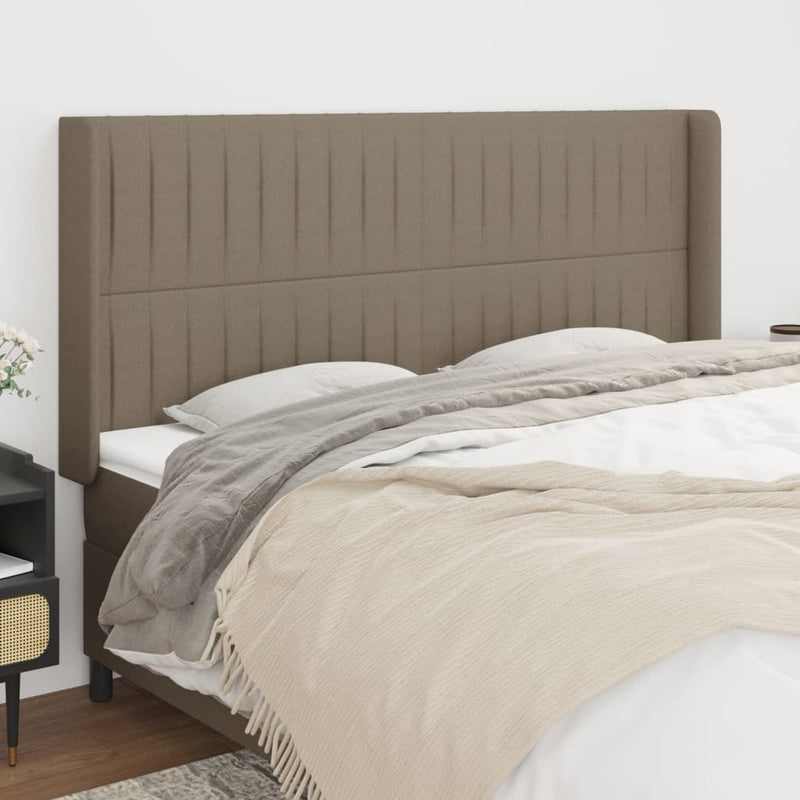 Hoofdbord met randen 203x16x118/128 cm stof taupe