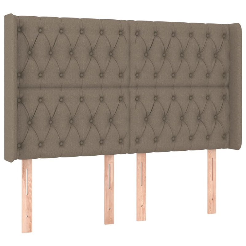 Hoofdbord met randen 163x16x118/128 cm stof taupe
