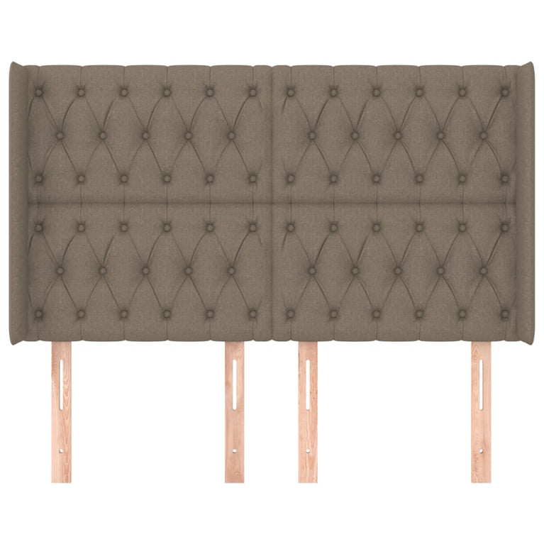 Hoofdbord met randen 163x16x118/128 cm stof taupe
