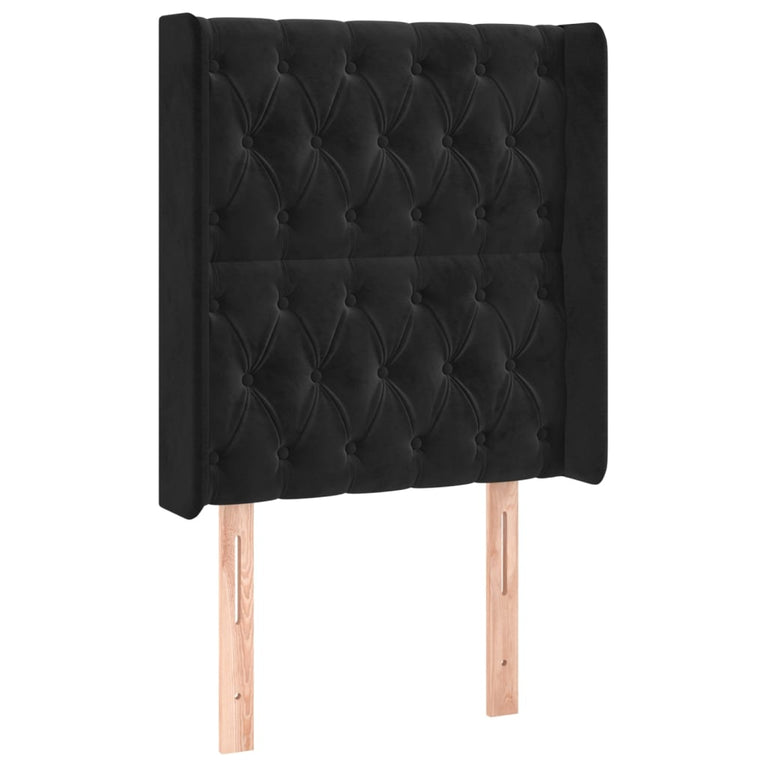 Hoofdbord met randen 83x16x118/128 cm fluweel zwart