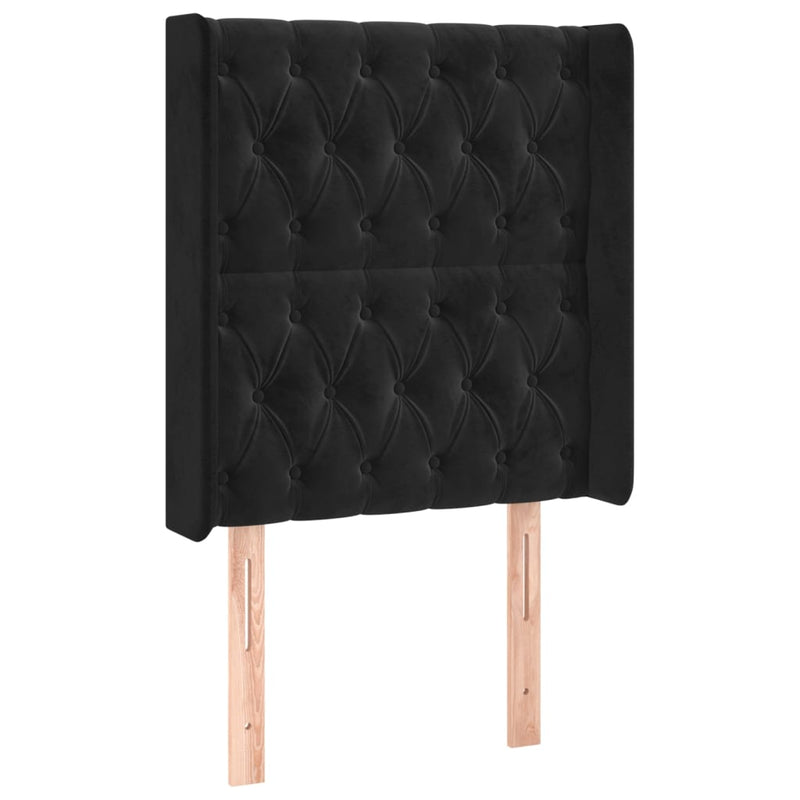 Hoofdbord met randen 83x16x118/128 cm fluweel zwart