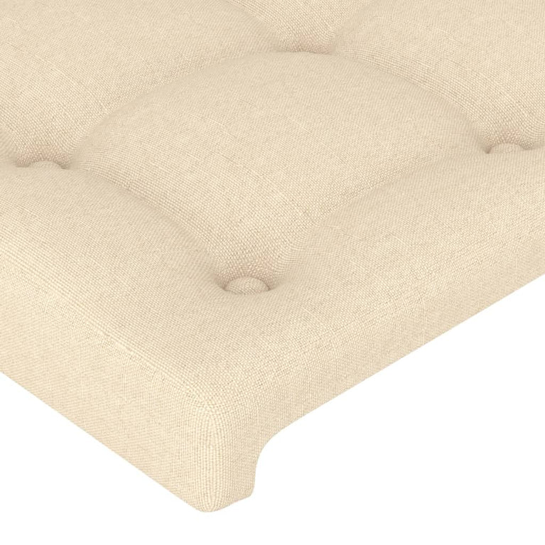 Hoofdbord met randen 103x16x118/128 cm stof crèmekleurig