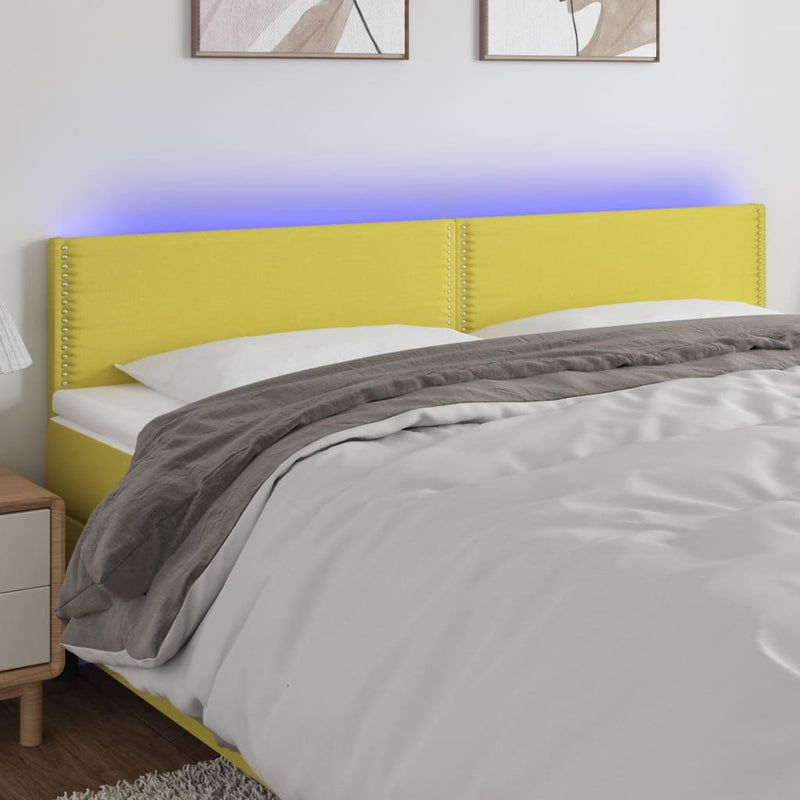 Hoofdbord LED 160x5x78/88 cm stof groen