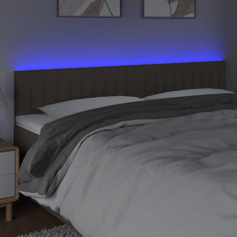 Hoofdbord LED 200x5x78/88 cm stof taupe
