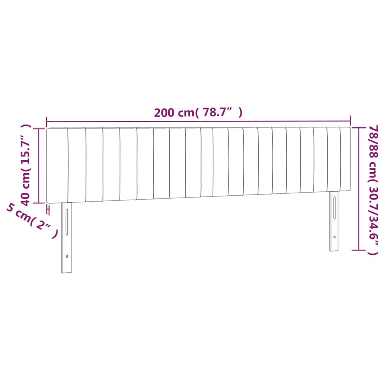 Hoofdbord LED 200x5x78/88 cm stof taupe
