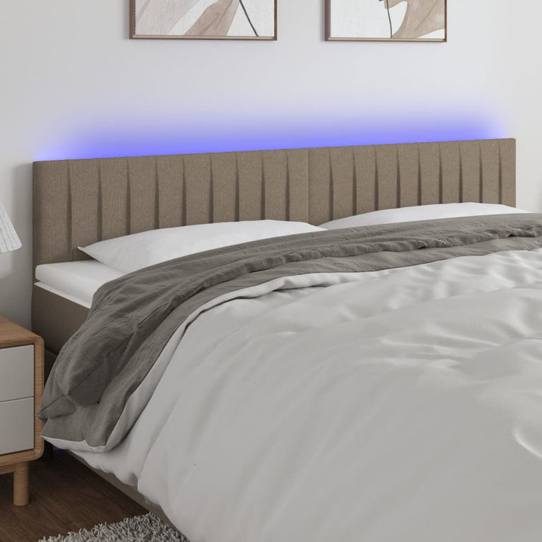 Hoofdbord LED 200x5x78/88 cm stof taupe