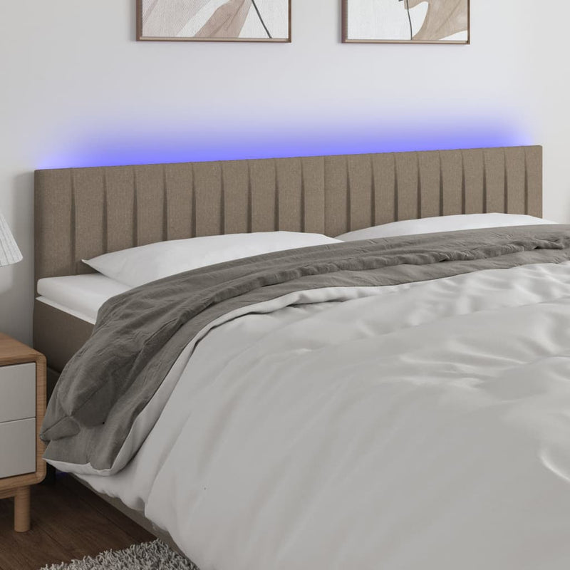 Hoofdbord LED 200x5x78/88 cm stof taupe