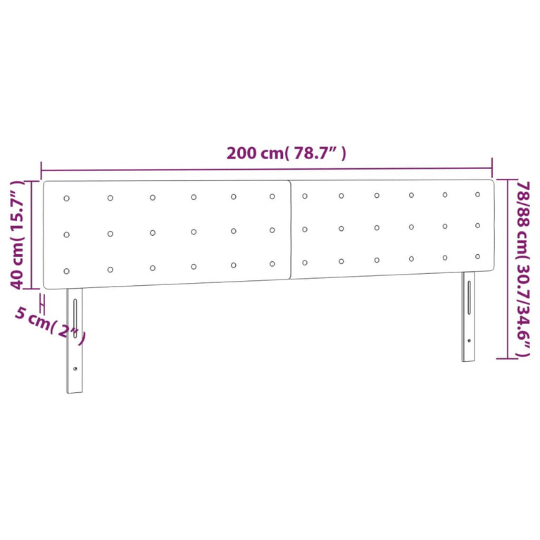 Hoofdbord LED 200x5x78/88 cm stof crèmekleurig