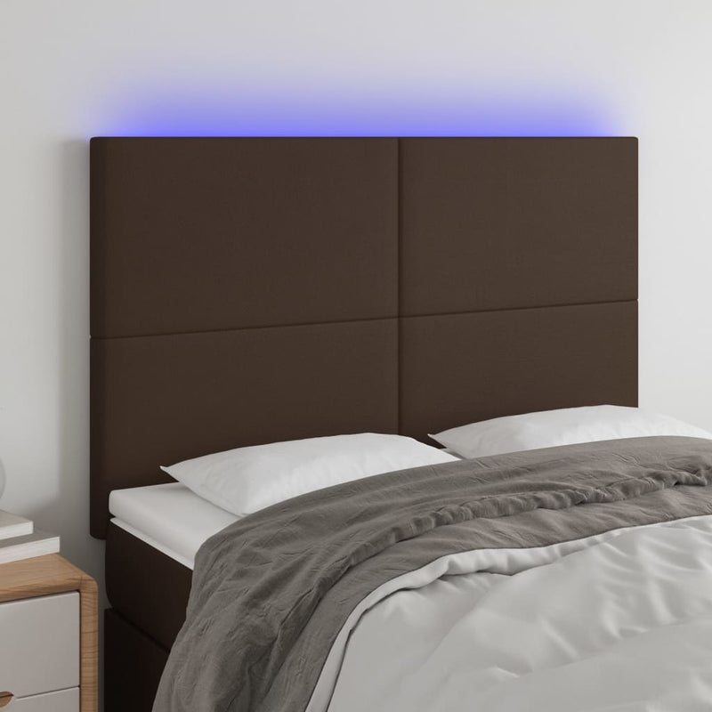 Hoofdbord LED 144x5x118/128 cm kunstleer bruin