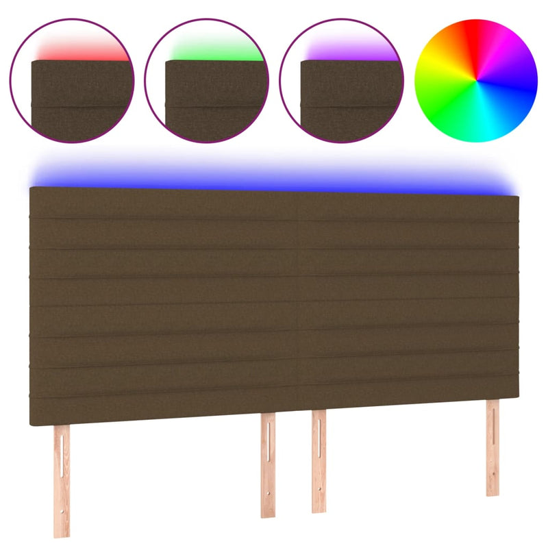 Hoofdbord LED 180x5x118/128 cm stof donkerbruin