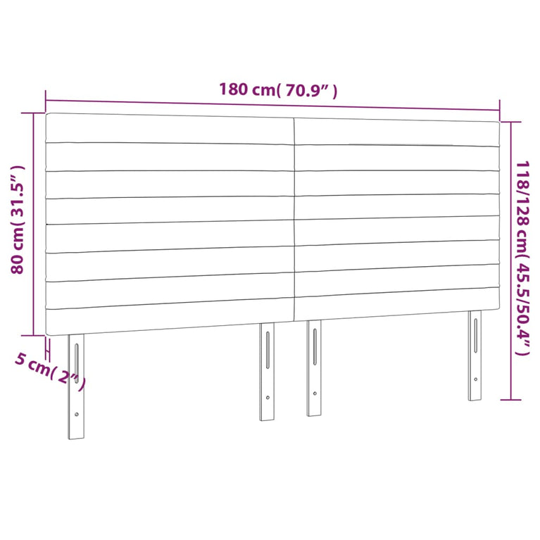Hoofdbord LED 180x5x118/128 cm stof donkerbruin