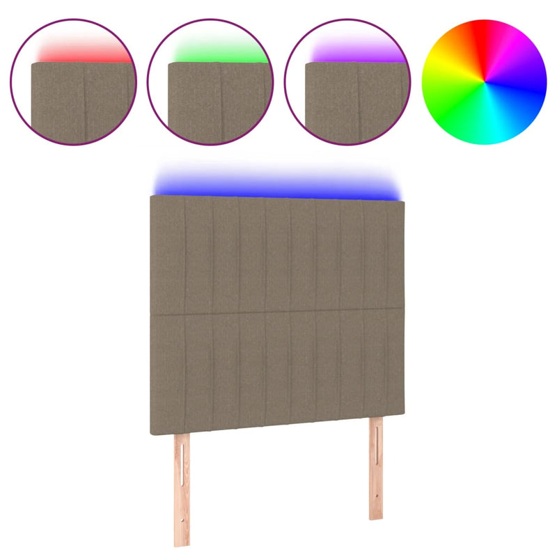 Hoofdbord LED 100x5x118/128 cm stof taupe