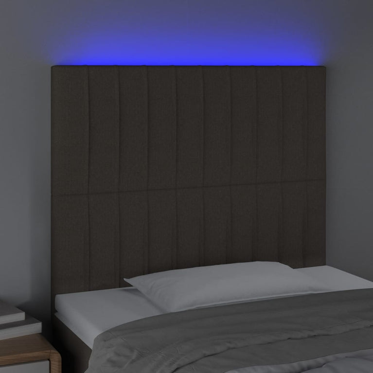 Hoofdbord LED 100x5x118/128 cm stof taupe