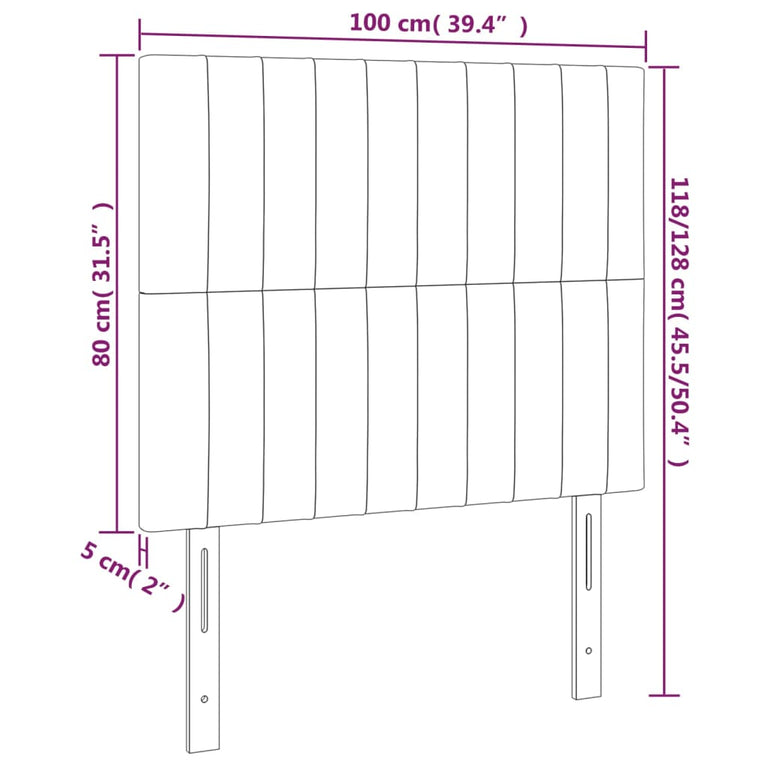 Hoofdbord LED 100x5x118/128 cm stof taupe