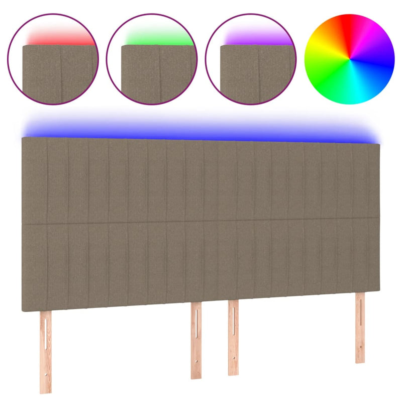 Hoofdbord LED 200x5x118/128 cm stof taupe