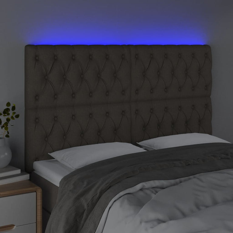 Hoofdbord LED 160x7x118/128 cm stof taupe