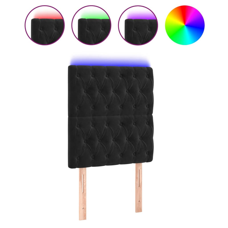 Hoofdbord LED 80x7x118/128 cm fluweel zwart
