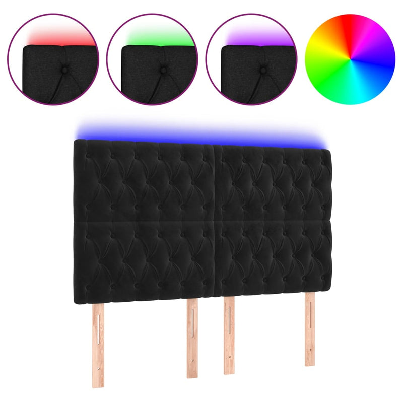 Hoofdbord LED 160x7x118/128 cm fluweel zwart
