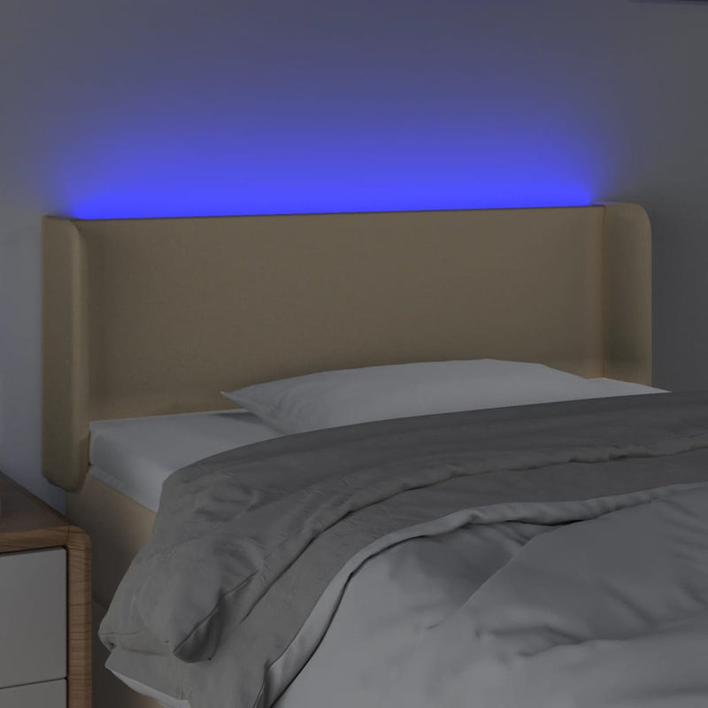 Hoofdbord LED 103x16x78/88 cm stof crèmekleurig